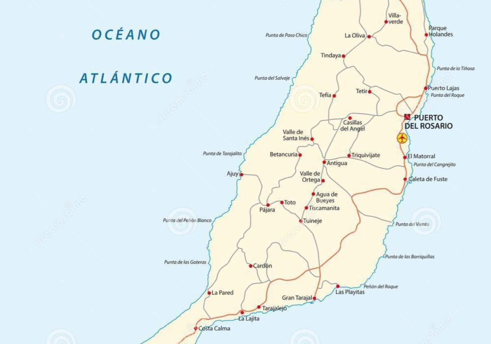 La mappa dei comuni di Fuerteventura
